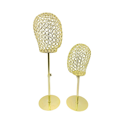 Adjustable Metal Mannequin Head Stand Hat Wig Display Rack Gold