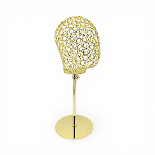 Adjustable Metal Mannequin Head Stand Hat Wig Display Rack Gold
