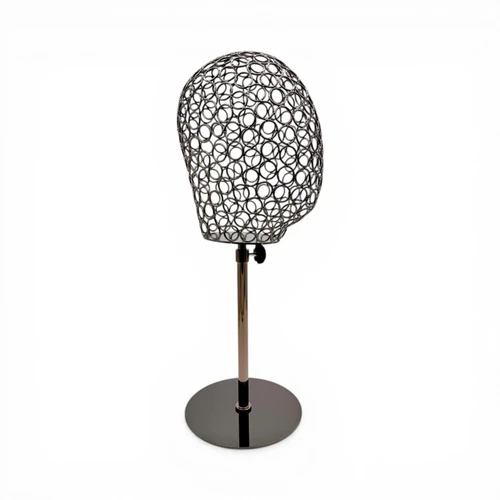 Adjustable Metal Mannequin Head Stand Hat Wig Display Rack Copper Black, full-height product view on a white background, gallery image 10 of 13