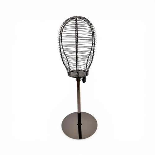 Adjustable Metal Wireframe Mannequin Head Stand Hat Wig Display Copper Black, full-height product view on a white background, gallery image 6 of 10