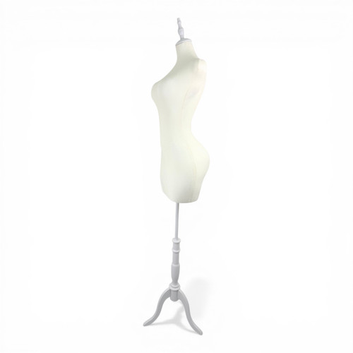 Luxury Beige Velvet Female Curve Mannequin Torso with Adjustable Wooden Stand