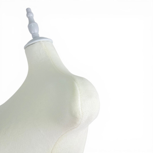 Luxury Beige Velvet Female Curve Mannequin Torso with Adjustable Wooden Stand
