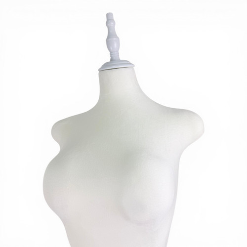 Luxury Beige Velvet Female Curve Mannequin Torso with Adjustable Wooden Stand