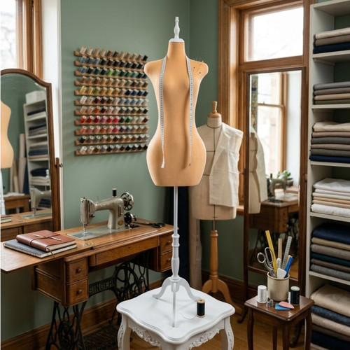 Luxury Orange Velvet Female Curve Mannequin Torso with Adjustable Wooden Stand