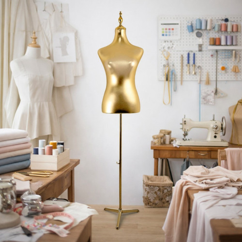 Luxury Gold Female Mannequin Torso with Adjustable Height Metal Stand