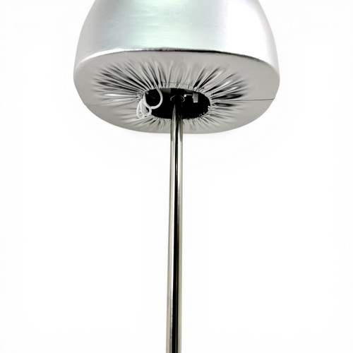 Luxury Silver Female Mannequin Torso with Adjustable Height Metal Stand, full-height product view on a white background, brightly lit product image