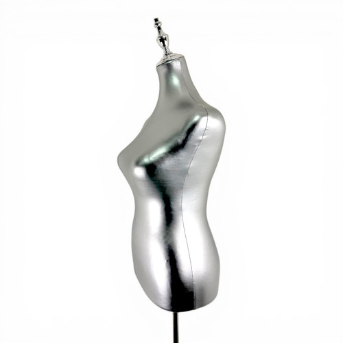 Luxury Silver Female Mannequin Torso with Adjustable Height Metal Stand