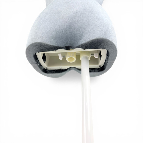 Premium Grey Velvet Female Plastic Torso with Adjustable Height Wooden Stand