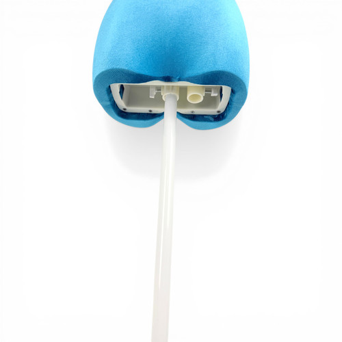 Premium Blue Velvet Female Plastic Torso with Adjustable Height Wooden Stand