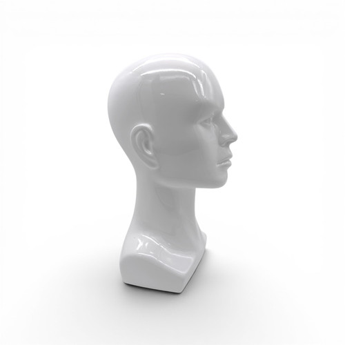 Heavy Duty Male Mannequin Head Shiny White Plastic Hat Wig Display Stand