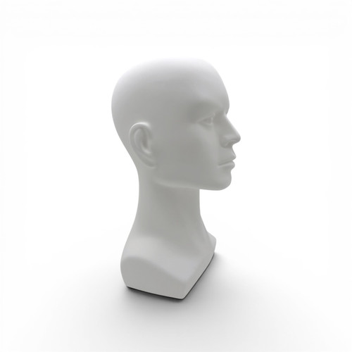 Heavy Duty Male Mannequin Head Matt White Plastic Hat Wig Display Stand