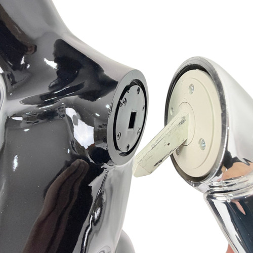 Premium Female Faceless Glossy Black Egg Head Mannequin with Chrome Arms & Base