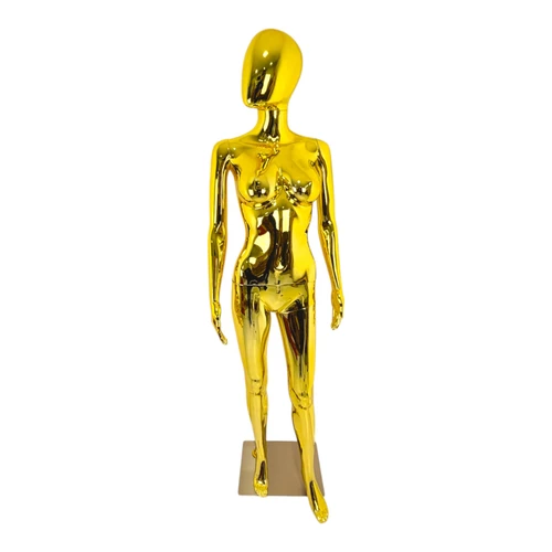 Female Faceless Display Egg Head Mannequin–Luxury Gold Retail Showcase-5G