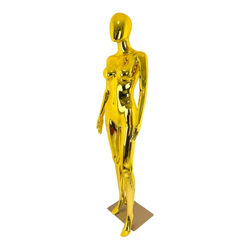 Female Faceless Display Egg Head Mannequin–Luxury Gold Retail Showcase-5G