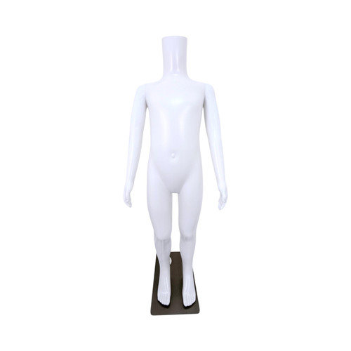 Child Headless Mannequin 99cm Matt White Plastic Display with Rotating Arms, full-height product view on a white background