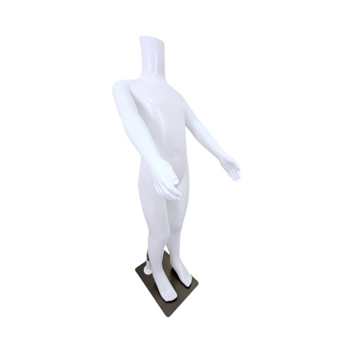 Child Headless Mannequin 99cm Matt White Plastic Display with Rotating Arms, full-height product view on a white background, balanced, centred square layout