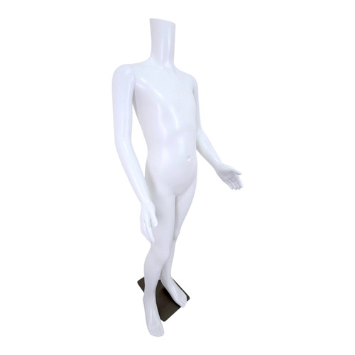Child Headless Mannequin 129cm Matt White Plastic Display with Rotating Arms