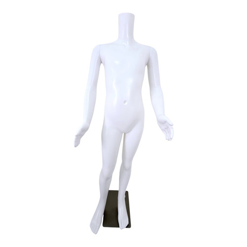 Child Headless Mannequin 129cm Matt White Plastic Display with Rotating Arms