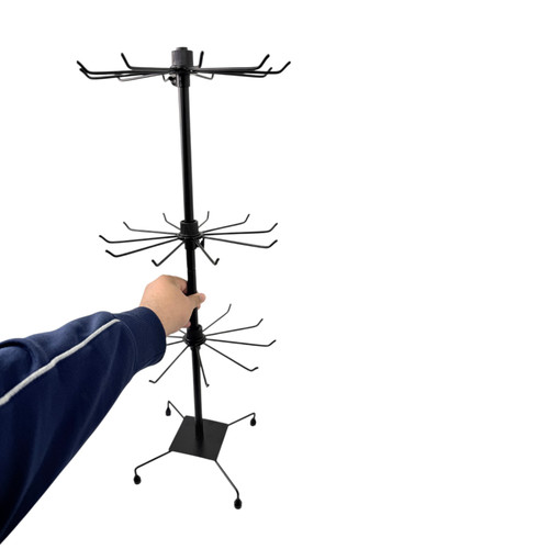 3 Tier Rotating Jewelry Display Stand Metal Necklace Bracelet Holder Rack, product shown against a coloured background, balanced, centred square layout