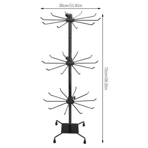 3 Tier Rotating Jewelry Display Stand Metal Necklace Bracelet Holder Rack, full-height product view on a white background, balanced, centred square layout