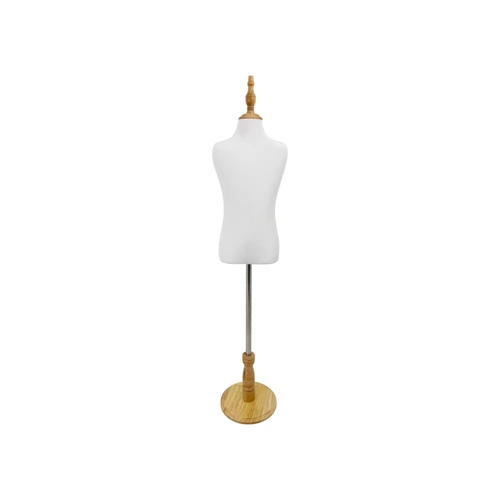 Children Tailors Dummy White Torso Dress Form with Round Base Stand