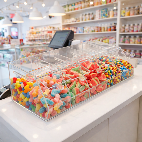 5 Section Acrylic Pick & Mix Sweet Dispenser Clear Candy Display Unit