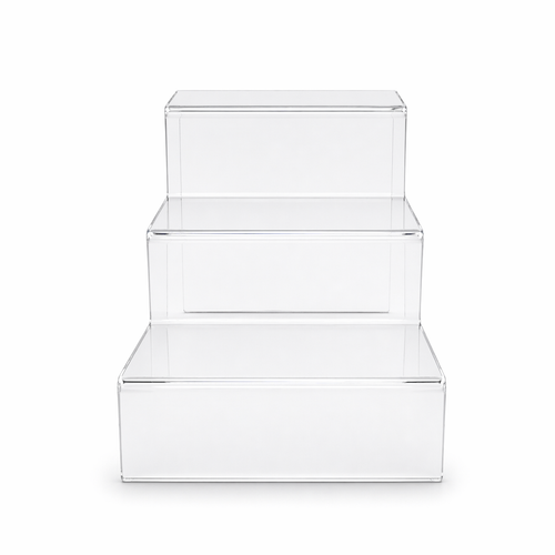 3 Tier Clear Acrylic Display Stand Retail Step Riser Product Showcase