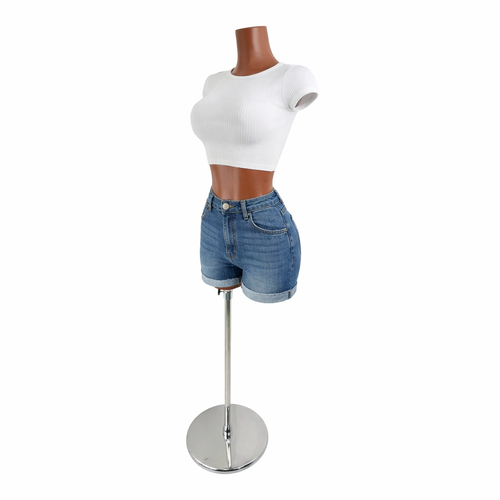 Curvy Female Torso Mannequin Brown Plastic with Extra Heavy Duty Chrome Base