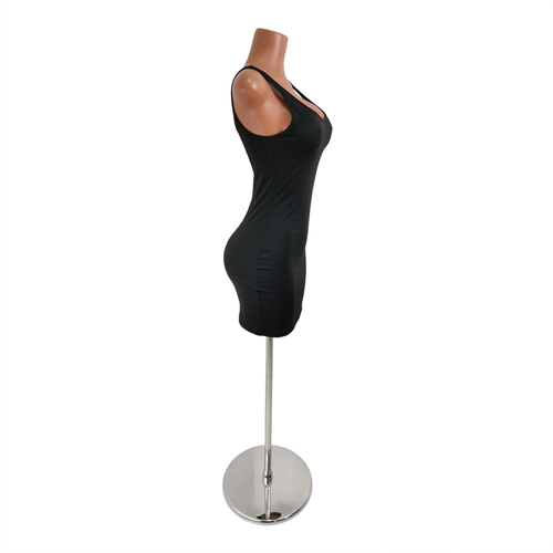Curvy Female Torso Mannequin Brown Plastic with Extra Heavy Duty Chrome Base