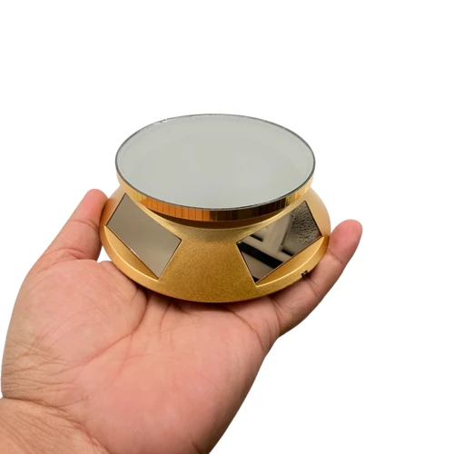 Solar LED Rotating Display Stand 360° Turntable Motorized Gold