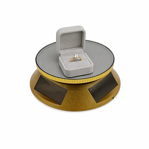 Solar LED Rotating Display Stand 360° Turntable Motorized Gold