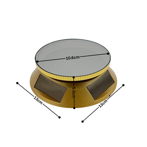 Solar LED Rotating Display Stand 360° Turntable Motorized Gold