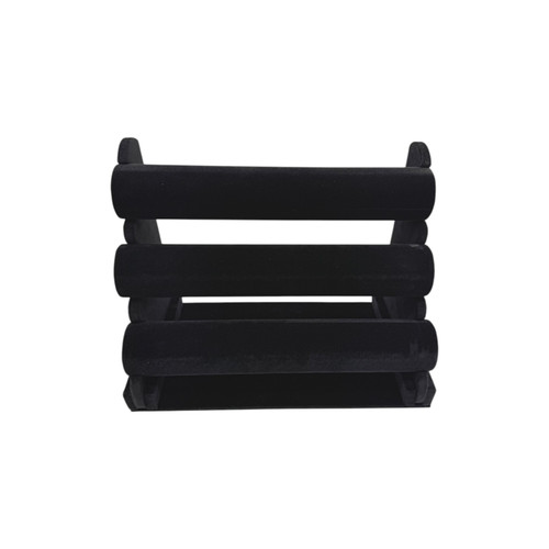 3 Tier Black Velvet Jewellery Display Stand Bracelet Watch Holder, product shown on a white background, gallery image 9 of 13