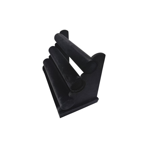 3 Tier Black Velvet Jewellery Display Stand Bracelet Watch Holder, product shown on a white background, brightly lit product image
