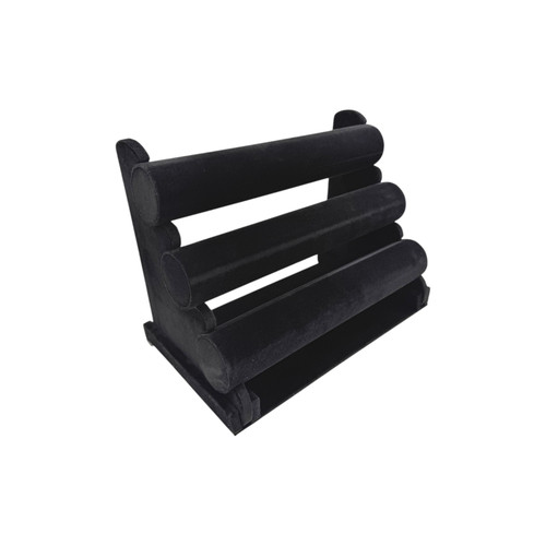 3 Tier Black Velvet Jewellery Display Stand Bracelet Watch Holder