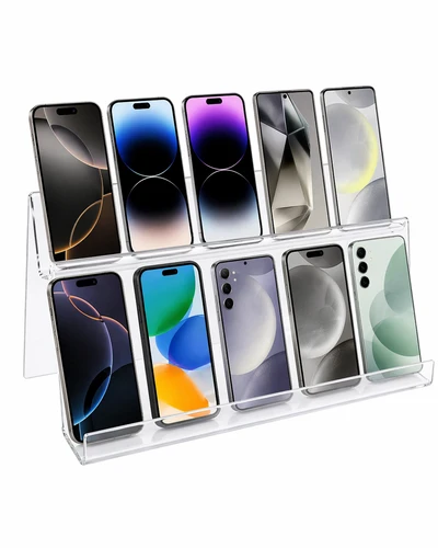 2 Tier Clear Acrylic Display Stand With Lip Phone iPad Holder