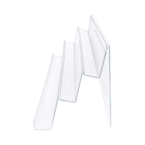 3 Tier Clear Heavy Duty Acrylic Display Stand With Lip Phone iPad Holder, full-height product view on a white background