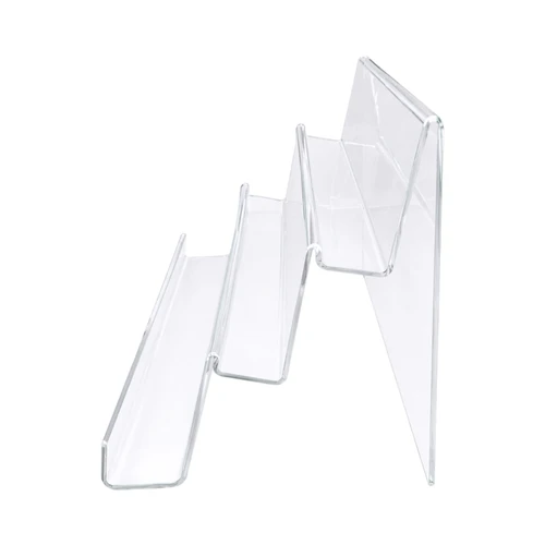 3 Tier Clear Heavy Duty Acrylic Display Stand With Lip Phone iPad Holder, full-height product view on a white background, balanced, centred square layout