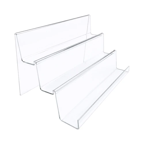 3 Tier Clear Heavy Duty Acrylic Display Stand With Lip Phone iPad Holder, product shown on a white background, standard product photograph