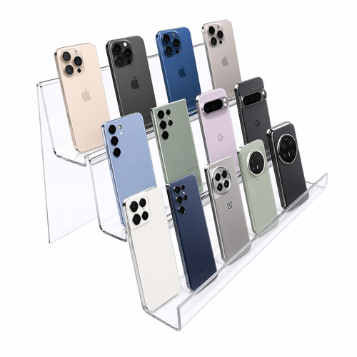 3 Tier Clear Heavy Duty Acrylic Display Stand With Lip Phone iPad Holder
