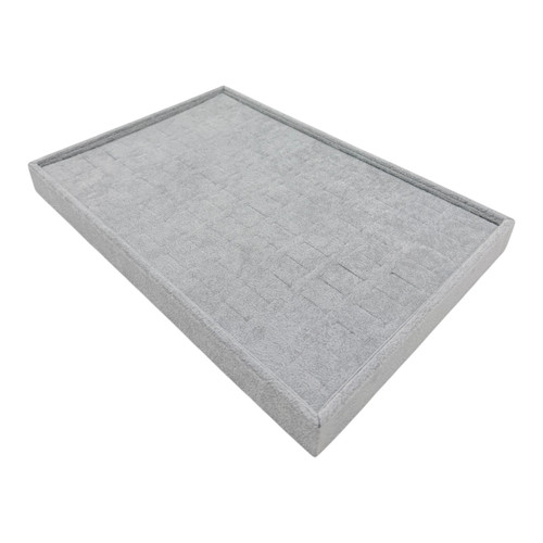 Grey Velvet 100 Grid Jewellery Organizer Tray Insert 35×24×3cm
