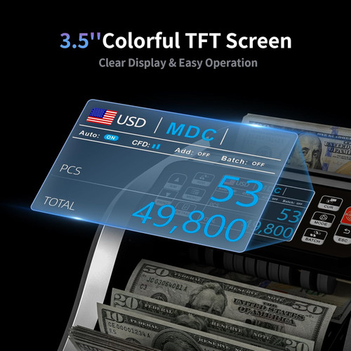 Mixed Denomination Money Counter UV MG IR TFT Display 1200/min