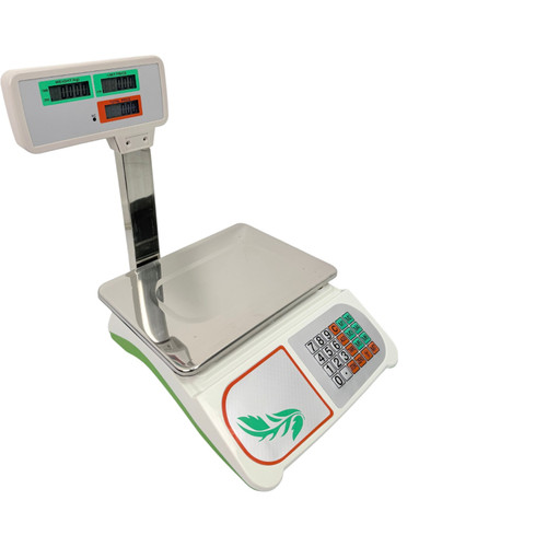 60kg Digital Price Computing Scale with Pole LCD Retail Weighing, printed product shown on a white background