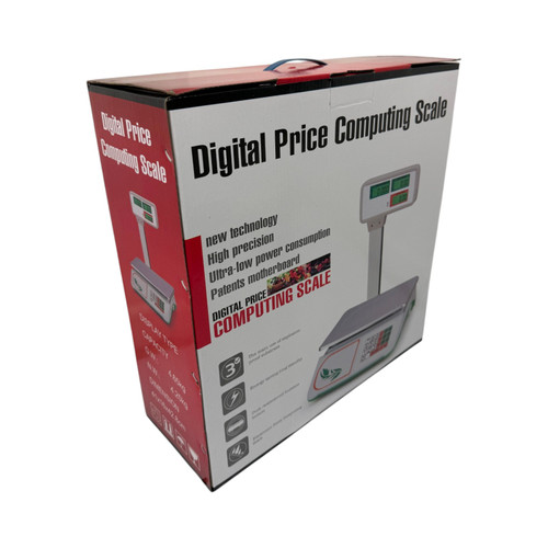 60kg Digital Price Computing Scale with Pole LCD Retail Weighing, printed product shown on a white background, brightly lit product image