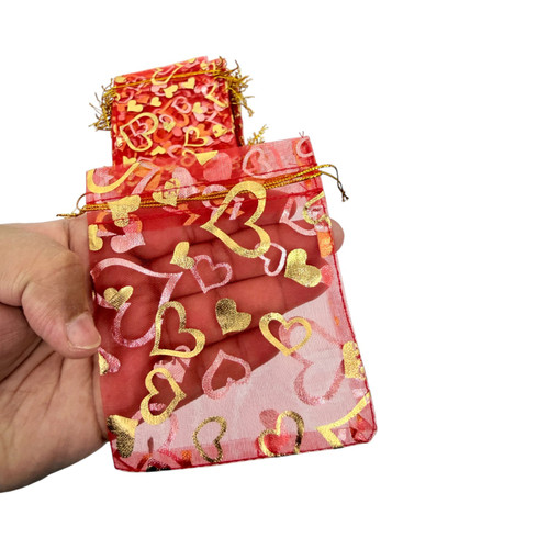 100x Organza Gift Bags 10x12cm Jewellery Wedding Party Favour, product shown on a white background, balanced, left-balanced square layout