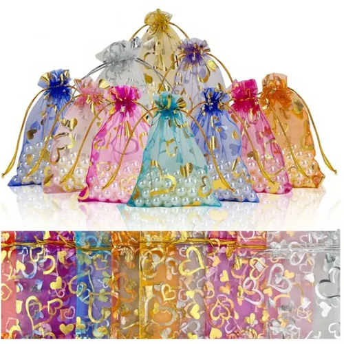 100x Organza Gift Bags 7x9cm Jewellery Wedding Party Favour