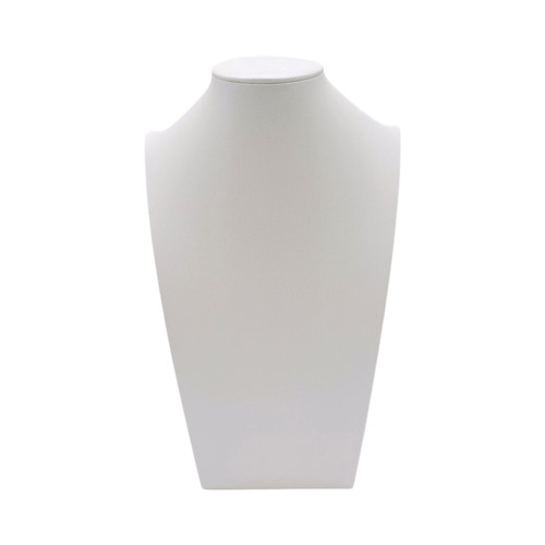 White Shiny Leatherette Necklace Bust Display Stand Jewellery Display, full-height product view on a white background, gallery image 12 of 24