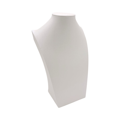 White Shiny Leatherette Necklace Bust Display Stand Jewellery Display, full-height product view on a white background, gallery image 11 of 24