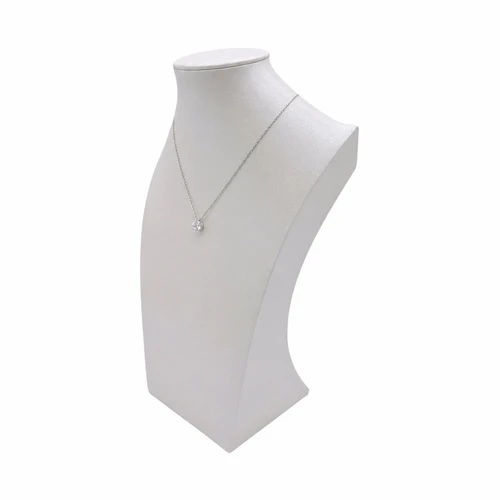 White Shiny Leatherette Necklace Bust Display Stand Jewellery Display, full-height product view on a white background
