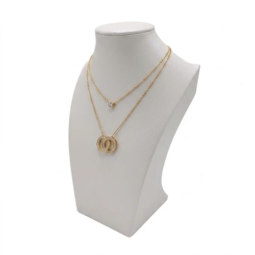 White Shiny Leatherette Necklace Bust Display Stand Jewellery Display, full-height product view on a white background, balanced, centred square layout